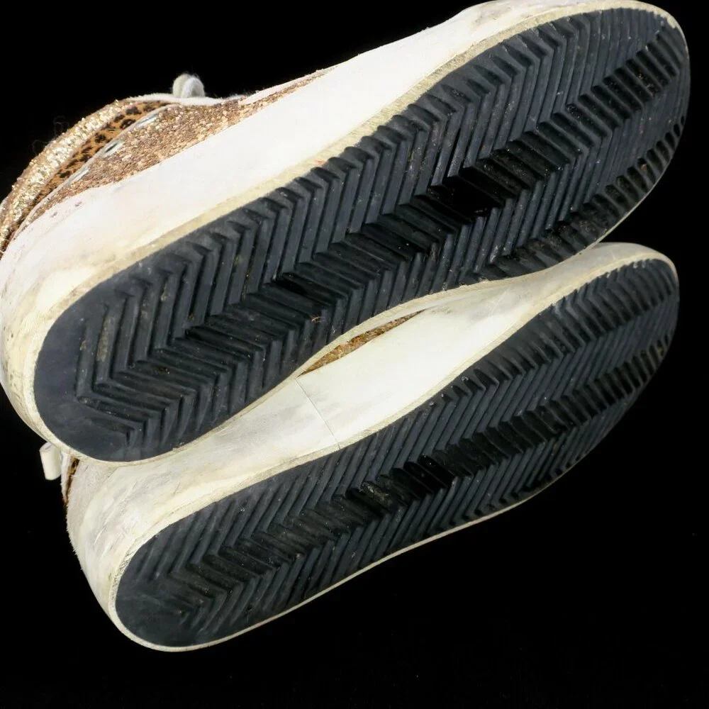Golden Goose Mid Star Gold Glitter Midstar LE Sneakers Women 37 7M Made in Italy - Picture 8 of 15